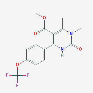 molecular formula C15H15F3N2O4 B395033 Methyl 1,6-dimethyl-2-oxo-4-[4-(trifluoromethoxy)phenyl]-1,2,3,4-tetrahydropyrimidine-5-carboxylate 