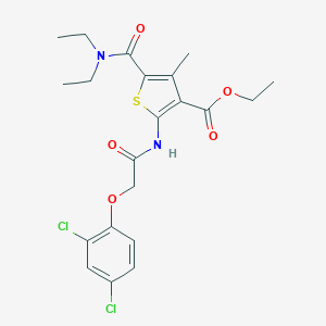 molecular formula C21H24Cl2N2O5S B395043 ETHYL 2-[2-(2,4-DICHLOROPHENOXY)ACETAMIDO]-5-(DIETHYLCARBAMOYL)-4-METHYLTHIOPHENE-3-CARBOXYLATE 
