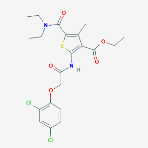 molecular formula C21H24Cl2N2O5S B395043 Ethyl 2-{[(2,4-dichlorophenoxy)acetyl]amino}-5-(diethylcarbamoyl)-4-methylthiophene-3-carboxylate 