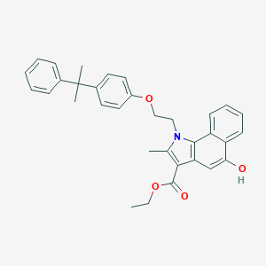 molecular formula C33H33NO4 B395047 ethyl 5-hydroxy-2-methyl-1-{2-[4-(2-phenylpropan-2-yl)phenoxy]ethyl}-1H-benzo[g]indole-3-carboxylate 