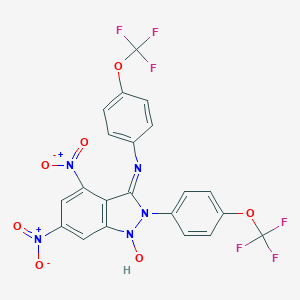 molecular formula C21H11F6N5O7 B395053 4,6-dinitro-N,2-bis[4-(trifluoromethoxy)phenyl]-2H-indazol-3-amine 1-oxide 