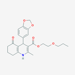 molecular formula C23H27NO6 B395069 2-Propoxyethyl 4-(1,3-benzodioxol-5-yl)-2-methyl-5-oxo-1,4,5,6,7,8-hexahydroquinoline-3-carboxylate 