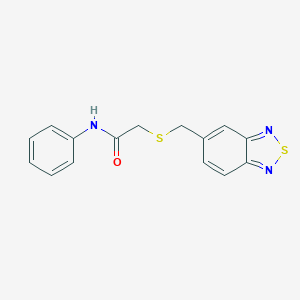 molecular formula C15H13N3OS2 B395108 2-[(2,1,3-benzothiadiazol-5-ylmethyl)sulfanyl]-N-phenylacetamide 