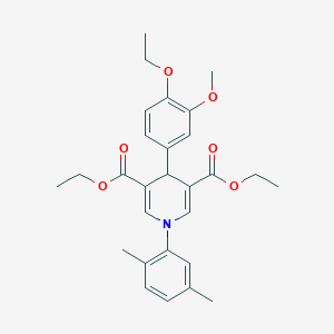 molecular formula C28H33NO6 B395117 Diethyl 1-(2,5-dimethylphenyl)-4-(4-ethoxy-3-methoxyphenyl)-1,4-dihydropyridine-3,5-dicarboxylate 