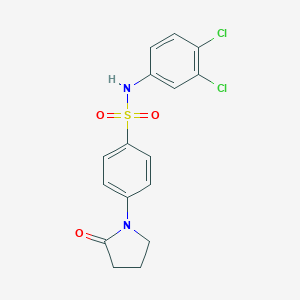 molecular formula C16H14Cl2N2O3S B395120 N-(3,4-Dichloro-phenyl)-4-(2-oxo-pyrrolidin-1-yl)-benzenesulfonamide 