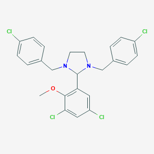 molecular formula C24H22Cl4N2O B395123 1,3-Bis(4-chlorobenzyl)-2-(3,5-dichloro-2-methoxyphenyl)imidazolidine 