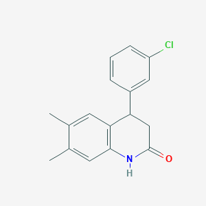 molecular formula C17H16ClNO B395127 4-(3-chlorophenyl)-6,7-dimethyl-3,4-dihydro-2(1H)-quinolinone 