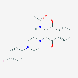 molecular formula C22H20FN3O3 B395187 N-{3-[4-(4-fluorophenyl)piperazin-1-yl]-1,4-dioxo-1,4-dihydronaphthalen-2-yl}acetamide 