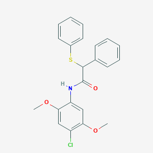 molecular formula C22H20ClNO3S B3951950 N-(4-chloro-2,5-dimethoxyphenyl)-2-phenyl-2-(phenylsulfanyl)acetamide 