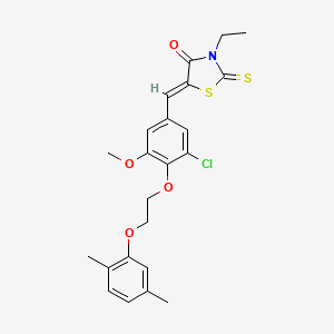 molecular formula C23H24ClNO4S2 B3952043 (5Z)-5-{3-chloro-4-[2-(2,5-dimethylphenoxy)ethoxy]-5-methoxybenzylidene}-3-ethyl-2-thioxo-1,3-thiazolidin-4-one 