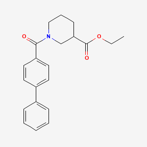molecular formula C21H23NO3 B3952088 ETHYL 1-{[1,1'-BIPHENYL]-4-CARBONYL}PIPERIDINE-3-CARBOXYLATE 