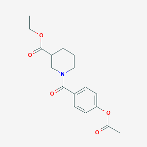 molecular formula C17H21NO5 B3952236 Ethyl 1-{[4-(acetyloxy)phenyl]carbonyl}piperidine-3-carboxylate 