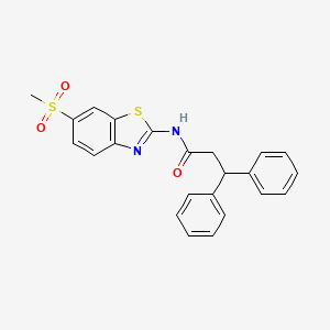 molecular formula C23H20N2O3S2 B3952422 N-(6-methanesulfonyl-1,3-benzothiazol-2-yl)-3,3-diphenylpropanamide 