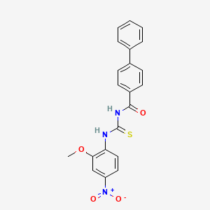 molecular formula C21H17N3O4S B3952575 N-[(2-methoxy-4-nitrophenyl)carbamothioyl]biphenyl-4-carboxamide 