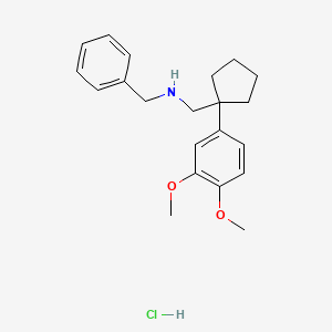 molecular formula C21H28ClNO2 B3952640 N-[[1-(3,4-dimethoxyphenyl)cyclopentyl]methyl]-1-phenylmethanamine;hydrochloride 
