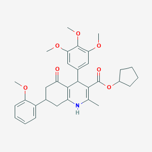 molecular formula C32H37NO7 B395265 Cyclopentyl 7-(2-methoxyphenyl)-2-methyl-5-oxo-4-(3,4,5-trimethoxyphenyl)-1,4,5,6,7,8-hexahydroquinoline-3-carboxylate 