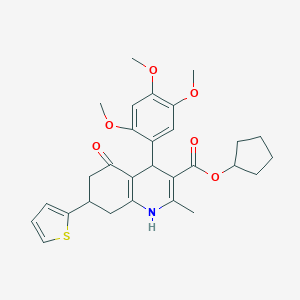 molecular formula C29H33NO6S B395271 Cyclopentyl 2-methyl-5-oxo-7-(thiophen-2-yl)-4-(2,4,5-trimethoxyphenyl)-1,4,5,6,7,8-hexahydroquinoline-3-carboxylate 