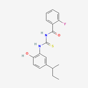 molecular formula C18H19FN2O2S B3952738 N-{[5-(butan-2-yl)-2-hydroxyphenyl]carbamothioyl}-2-fluorobenzamide 