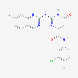 molecular formula C21H18Cl2N6O2 B3952756 N-(3,4-dichlorophenyl)-2-[(4,7-dimethylquinazolin-2-yl)amino]-6-oxo-1,4,5,6-tetrahydropyrimidine-4-carboxamide 
