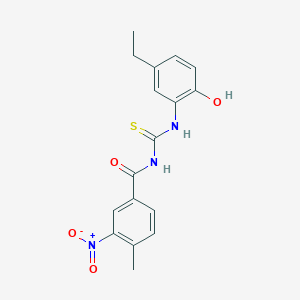 molecular formula C17H17N3O4S B3953095 N-[(5-ethyl-2-hydroxyphenyl)carbamothioyl]-4-methyl-3-nitrobenzamide 