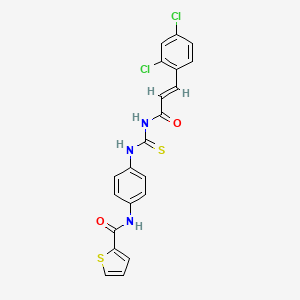molecular formula C21H15Cl2N3O2S2 B3953145 N-[4-({[(2E)-3-(2,4-dichlorophenyl)prop-2-enoyl]carbamothioyl}amino)phenyl]thiophene-2-carboxamide 