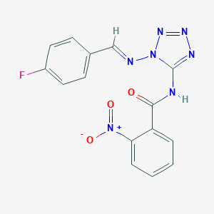 molecular formula C15H10FN7O3 B395339 N-{1-[(E)-[(4-FLUOROPHENYL)METHYLIDENE]AMINO]-1H-1,2,3,4-TETRAZOL-5-YL}-2-NITROBENZAMIDE 