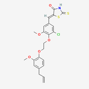 molecular formula C23H22ClNO5S2 B3953455 5-{4-[2-(4-allyl-2-methoxyphenoxy)ethoxy]-3-chloro-5-methoxybenzylidene}-2-thioxo-1,3-thiazolidin-4-one 
