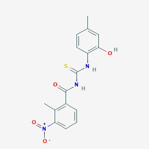 molecular formula C16H15N3O4S B3953647 N-[(2-hydroxy-4-methylphenyl)carbamothioyl]-2-methyl-3-nitrobenzamide 