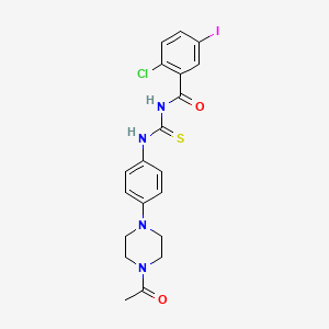 molecular formula C20H20ClIN4O2S B3954238 N-[[4-(4-acetylpiperazin-1-yl)phenyl]carbamothioyl]-2-chloro-5-iodobenzamide 