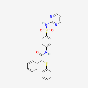 molecular formula C25H22N4O3S2 B3954797 N-{4-[(4-methylpyrimidin-2-yl)sulfamoyl]phenyl}-2-phenyl-2-(phenylsulfanyl)acetamide 