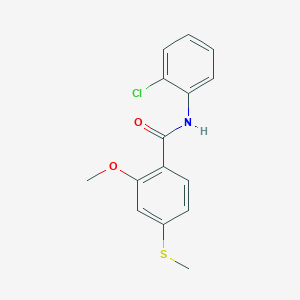molecular formula C15H14ClNO2S B3955063 N-(2-chlorophenyl)-2-methoxy-4-(methylsulfanyl)benzamide 