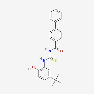 molecular formula C24H24N2O2S B3955262 N-[(5-tert-butyl-2-hydroxyphenyl)carbamothioyl]biphenyl-4-carboxamide 