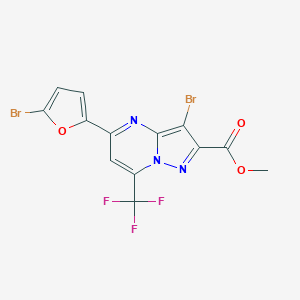 molecular formula C13H6Br2F3N3O3 B395527 methyl 3-bromo-5-(5-bromo-2-furyl)-7-(trifluoromethyl)pyrazolo[1,5-a]pyrimidine-2-carboxylate 