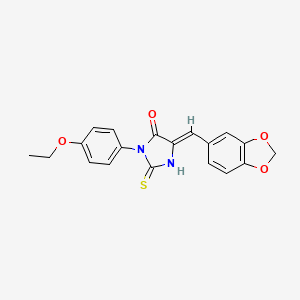 molecular formula C19H16N2O4S B3955280 (5Z)-5-[(2H-1,3-BENZODIOXOL-5-YL)METHYLIDENE]-3-(4-ETHOXYPHENYL)-2-SULFANYLIDENEIMIDAZOLIDIN-4-ONE 