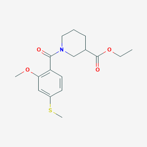 molecular formula C17H23NO4S B3955330 ETHYL 1-[2-METHOXY-4-(METHYLSULFANYL)BENZOYL]-3-PIPERIDINECARBOXYLATE 