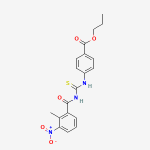 molecular formula C19H19N3O5S B3955386 Propyl 4-({[(2-methyl-3-nitrophenyl)carbonyl]carbamothioyl}amino)benzoate 