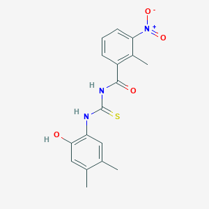molecular formula C17H17N3O4S B3955472 N-[(2-hydroxy-4,5-dimethylphenyl)carbamothioyl]-2-methyl-3-nitrobenzamide 
