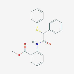 molecular formula C22H19NO3S B3955688 METHYL 2-[2-PHENYL-2-(PHENYLSULFANYL)ACETAMIDO]BENZOATE 