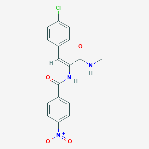 molecular formula C17H14ClN3O4 B395577 N-{2-(4-chlorophenyl)-1-[(methylamino)carbonyl]vinyl}-4-nitrobenzamide 
