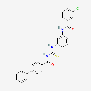 molecular formula C27H20ClN3O2S B3955771 N-[(3-{[(3-chlorophenyl)carbonyl]amino}phenyl)carbamothioyl]biphenyl-4-carboxamide 