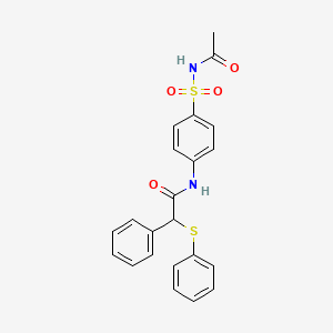 molecular formula C22H20N2O4S2 B3955932 N-{4-[(ACETYLAMINO)SULFONYL]PHENYL}-2-PHENYL-2-(PHENYLSULFANYL)ACETAMIDE 