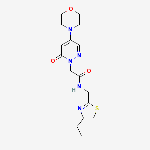 molecular formula C16H21N5O3S B3956107 N-[(4-ethyl-1,3-thiazol-2-yl)methyl]-2-(4-morpholin-4-yl-6-oxopyridazin-1-yl)acetamide 