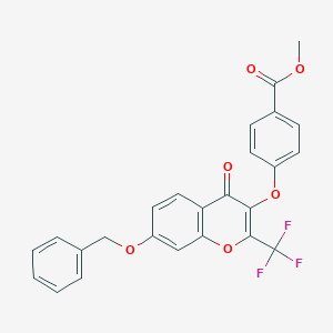 molecular formula C25H17F3O6 B395627 Methyl 4-[4-oxo-7-phenylmethoxy-2-(trifluoromethyl)chromen-3-yl]oxybenzoate CAS No. 300573-97-1