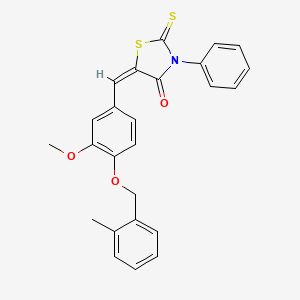 molecular formula C25H21NO3S2 B3956462 (5E)-5-{3-methoxy-4-[(2-methylbenzyl)oxy]benzylidene}-3-phenyl-2-thioxo-1,3-thiazolidin-4-one 