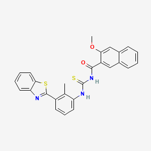 molecular formula C27H21N3O2S2 B3956500 N-{[3-(1,3-benzothiazol-2-yl)-2-methylphenyl]carbamothioyl}-3-methoxynaphthalene-2-carboxamide 