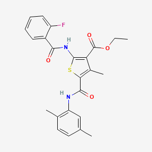molecular formula C24H23FN2O4S B3956530 ETHYL 5-[(2,5-DIMETHYLPHENYL)CARBAMOYL]-2-(2-FLUOROBENZAMIDO)-4-METHYLTHIOPHENE-3-CARBOXYLATE 