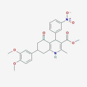 molecular formula C26H26N2O7 B3956548 Methyl 7-(3,4-dimethoxyphenyl)-2-methyl-4-(3-nitrophenyl)-5-oxo-1,4,5,6,7,8-hexahydroquinoline-3-carboxylate 
