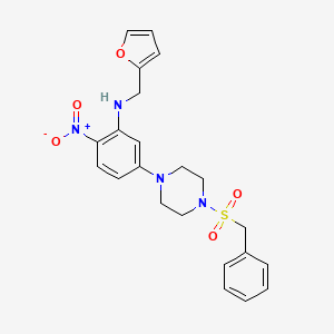 molecular formula C22H24N4O5S B3956556 N-[(FURAN-2-YL)METHYL]-2-NITRO-5-(4-PHENYLMETHANESULFONYLPIPERAZIN-1-YL)ANILINE 
