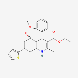 molecular formula C24H25NO4S B3956598 Ethyl 4-(2-methoxyphenyl)-2-methyl-5-oxo-7-(thiophen-2-yl)-1,4,5,6,7,8-hexahydroquinoline-3-carboxylate 