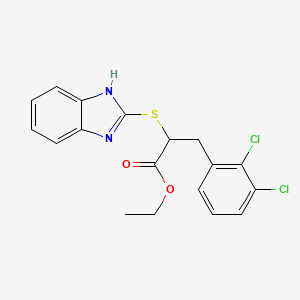 molecular formula C18H16Cl2N2O2S B3956607 ethyl 2-(1H-benzimidazol-2-ylsulfanyl)-3-(2,3-dichlorophenyl)propanoate 